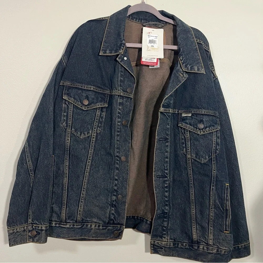 NWT Levi Dark Blue Trucker Jacket Size 2XL Big and Tall Vintage Wash 100% Cotton